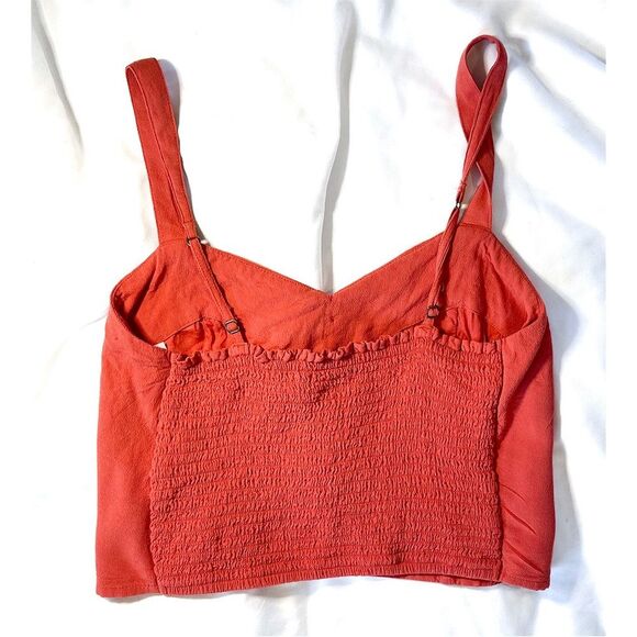Abercrombie & Fitch Crop Top | Red Smocked Sweetheart Neckline | Size Small - Picture 6 of 12
